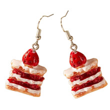Unique Strawberry Cake Earrings for Girls Stylish Food Drop