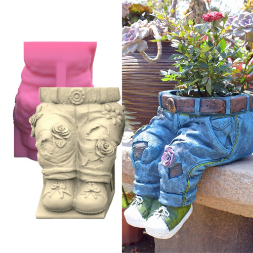 Creative Sitting Pose Flowerpot Silicone Mould Pen Holder Cement 1