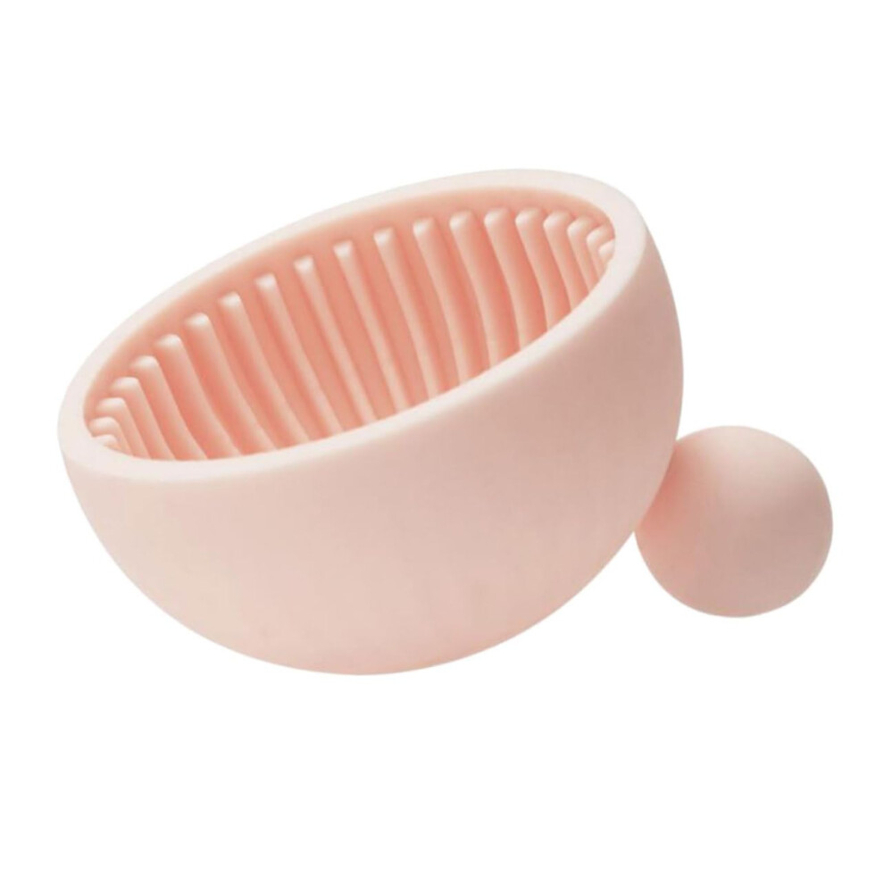 Pink Silicone Makeup Brush Cleaning Mat with Textured Surface for Easy Cosmetic Brush Washing at Home or Salon