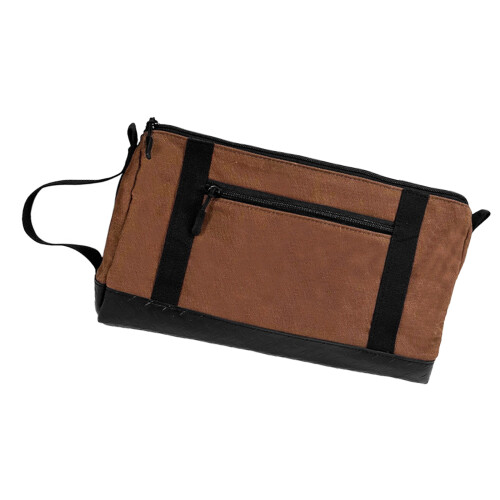 Large Varnished Canvas Tool Bag Impermeable PVC Bottom-Khaki