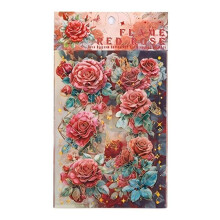 Gold Rose Stickers for Mobile Devices Waterproof-Flame red rose