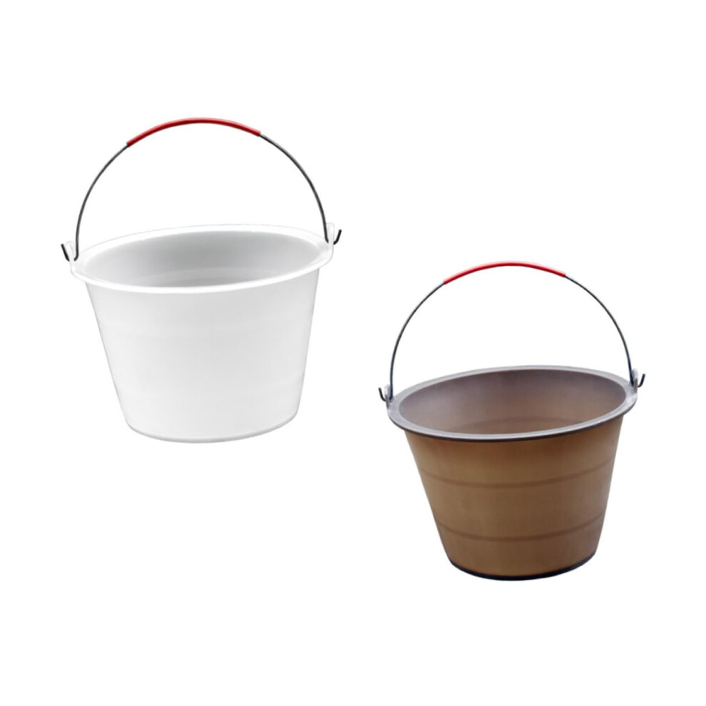 2 Pack Plastic Cement Buckets With Handles For Construction, Mixing, Gardening Brown 9323874655413