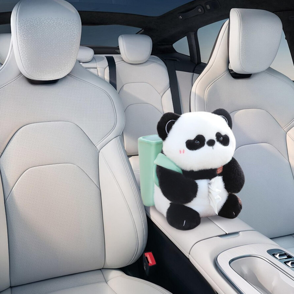 Car Tissue Box Holder And Trash Can, Cute Fluffy Animal Cover For Vehicle Interior Decor 9323874655307