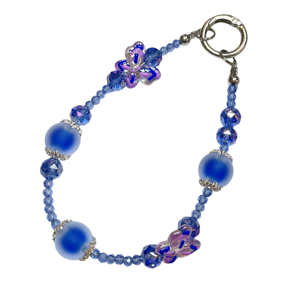 Women Wristlet Phone Lanyard String Trendsetting Beaded- Blue 7704000461948