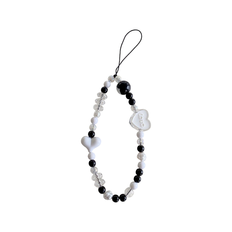 Phone Chain Handmade Pendant Cellphone- And Bead Black/White 7704000463935