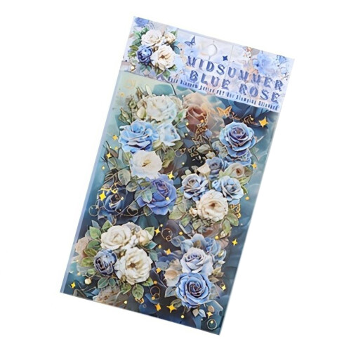Pack of 4 Rose Pattern Phone Stickers-Midsummer Blue Rose