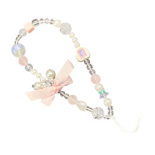 Elegant Bend Beaded Chain Phone Band PVC Lanyard For Smartphone
