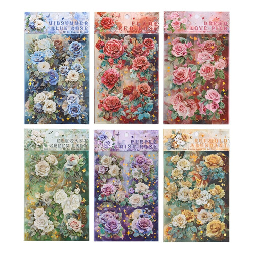 Pack of 4 Rose Pattern Phone Stickers-Midsummer Blue Rose 1