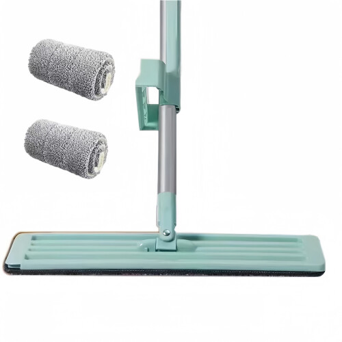 Innovative Cleaning Solution, Large Flat Mop with Self Wringing Capability, Effective Cleaning System, Stainless Steel Long Handle, Quick-Drying Mats,