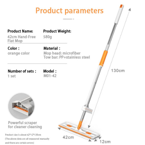 Hands-Free Squeeze Microfiber Mop, Foldable Bucket with Wheels for Quick Clean-Ups, Large-Sized Flat Mop for Wide Coverage, Self Wringing Design for E 2