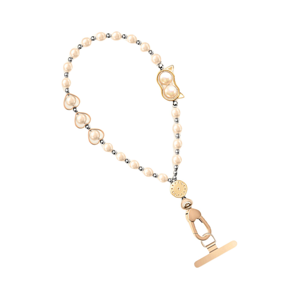 Trendy Crystal Beads Phone Chain-Champagne Cat Eye Style Gold 7704000462303