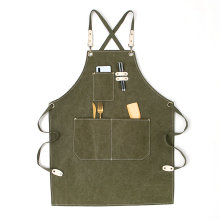 Arbeitsschürze für Damen und Herren, verstellbare Träger am Rücken, praktische Schürze mit 3 großen Taschen, hitzebeständige Canvas-Schürze