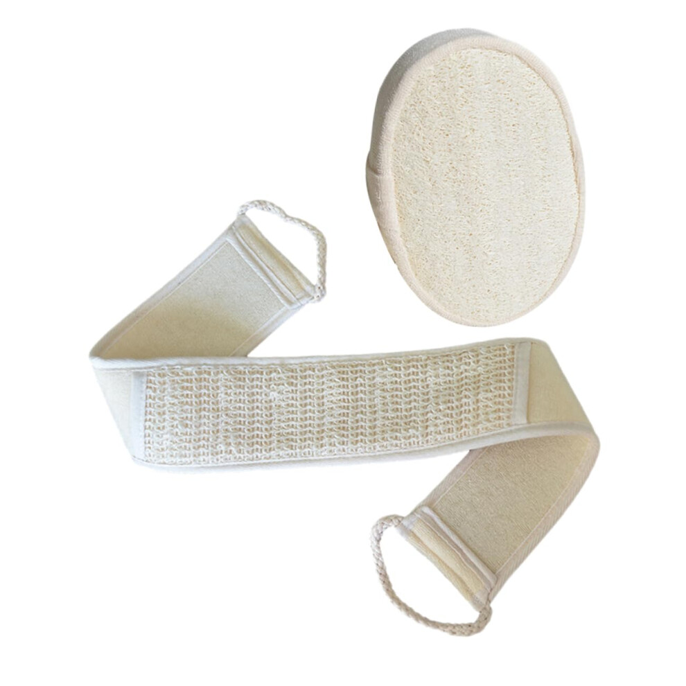 Natural Loofah Bath Set with Long Back Scrubber Exfoliating Towel for Deep Cleaning and Callus Removal