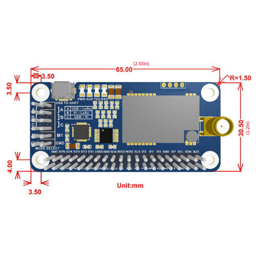 Carte de passerelle IoT, carte de Communication ABS,-SX1268 433M 2