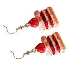 Fashionable Strawberry Cake Earrings Lovely Food Themed Dangle