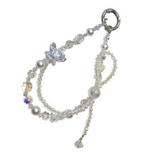 Bracelet de téléphone portable perlé fait à la main,-Blanc