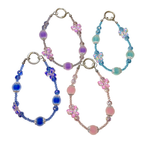 Chaîne perlée faite à la main, bijoux pour téléphone-Violet 1