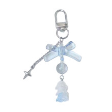 Porte-clés en perles de fleur avec nœud papillon, décorations
