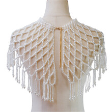 Collier d'épaule en perles, châle de perles artificielles,