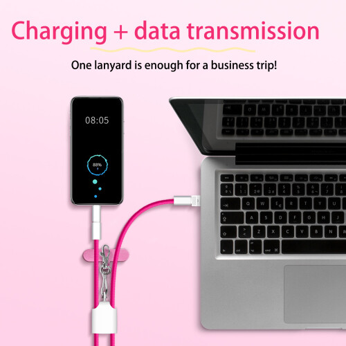 Phone Lanyard USB C Fast Charging Cable Crossbody-White 1
