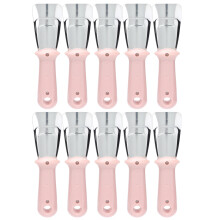 Raspador de gelo multifuncional em aço inoxidável com design ergonômico em arco, ideal para remover gelo de geladeiras e carros. Perfeito para uso