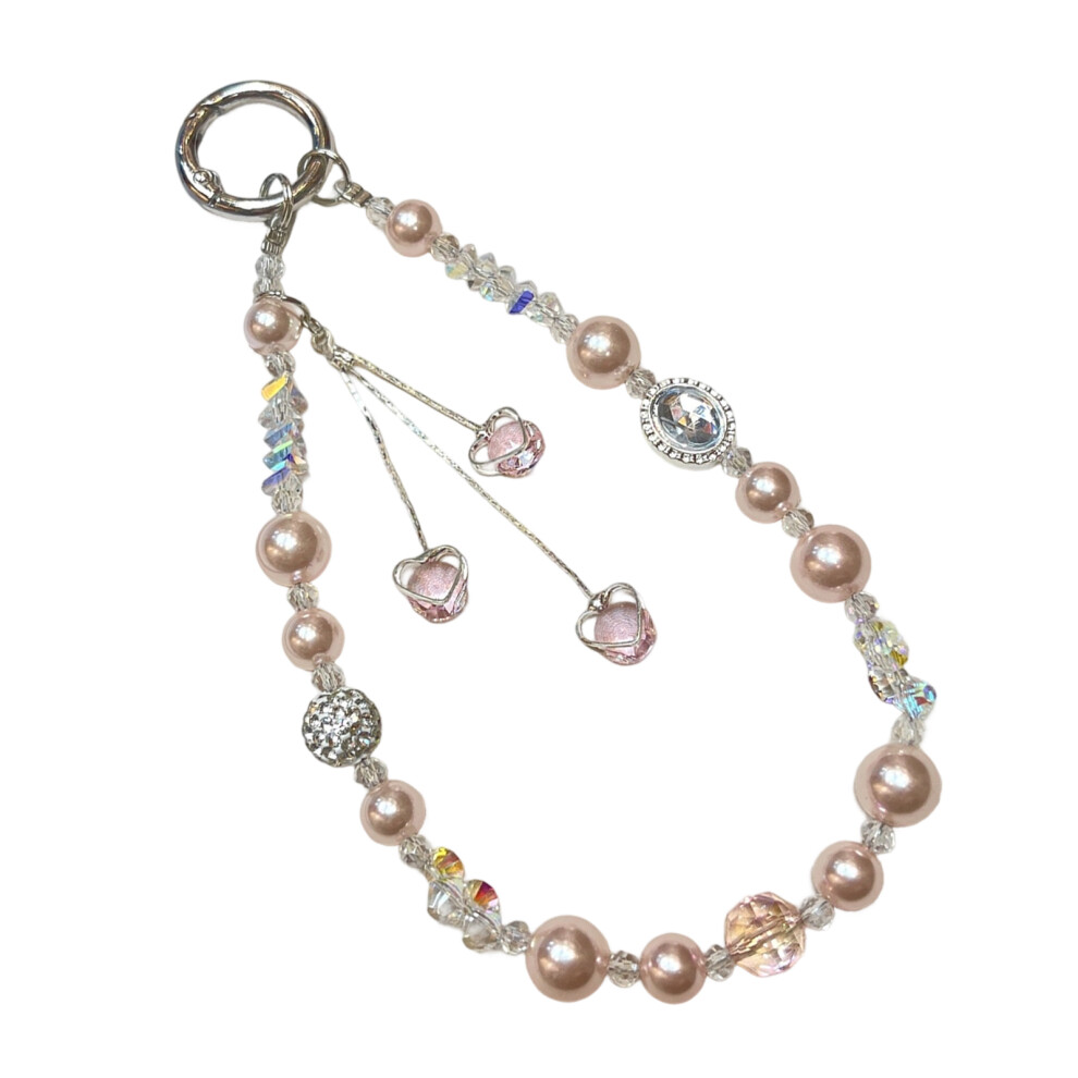 Elegant Handmade Beaded Keychain Pendant Mobile Phone- Pink 7704000463294