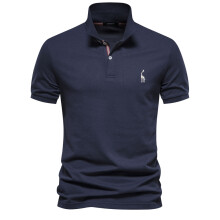 (Navy, EUR XL 90-100kg) Men's Clothing  Classic  Brand Men's Polo Shirts Cotton Polo Shirts for Men Short Sleeve High Quantity Solid Polo Men
