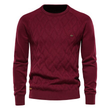 (red, Size XXL 88-95kg) Men's Clothing  Modern Argyle Basic Men Sweaters Solid Color O-neck Long sleeve Knitted Male Pullover Winter Classic New