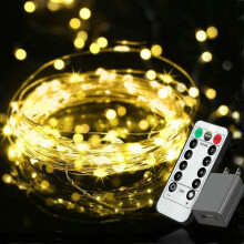Flexible Wire LED String Lights with Remote Control, Waterproof Battery Operated Fairy Lights Featuring 8 Lighting Modes and Dimmable Function, Cool t