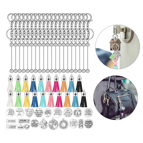 60PCS Personalized Keychain Set Beadable Motivational Keyring 1