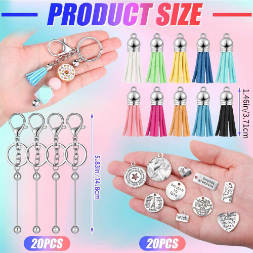 60PCS Personalized Keychain Set Beadable Motivational Keyring 2