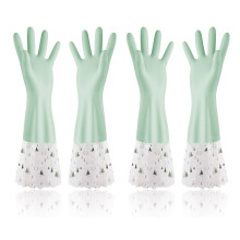Guantes de limpieza multiusos para uso doméstico, guantes reutilizables para lavar platos con puño largo y agarre antideslizante, forro interior