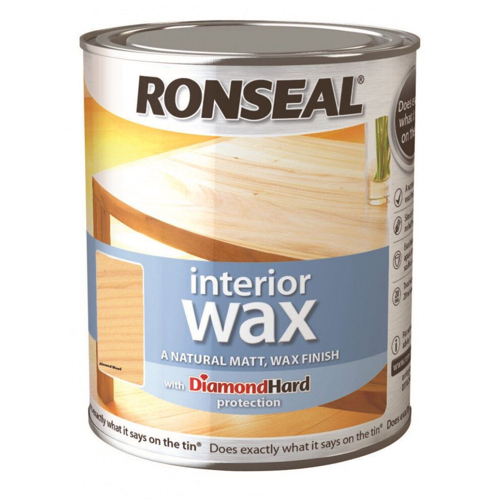 Ronseal 36886 Interior Wax Almond Wood 750ml