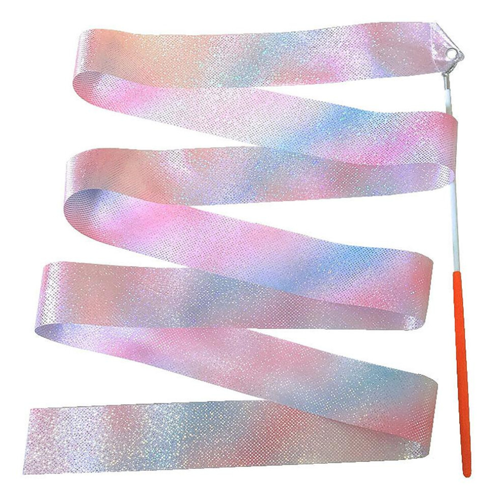 Gymnastic Ribbon for Artistic Dancing Training, Sparkling Dance Ribbon with Dance Ribbon Wand and Glittering Decoration, Twirling Baton Featuring High