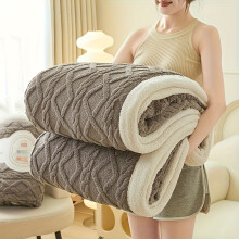 (Dark Gray, 200*230cm) All-Season Thickened Coral Fleece Throw Blanket - Soft, Cozy Geometric Pattern, Lightweight & Durable for Office Naps,