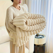 (Cream White, 200.0 x 230.0 cm) Luxury Plush Rabbit Fur Blanket, Realistic Faux Rabbit Beige-like Texture, Soft Warmth for Bed Couch Camping & Travel,