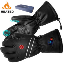 Guantes de cuero impermeables con pantalla táctil, guantes eléctricos calefactables para hombre y mujer, diseño tecnológico humanizado (3