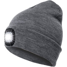 Multifunktionale Wintermütze mit LED-Licht, USB-aufladbar, 3 Helligkeitsstufen, freihändige Beleuchtung für Outdoor-Aktivitäten, Geschenkidee