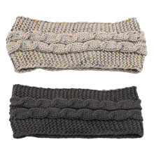 Innovatieve oorwarmers voor dames, winterse fleecegevoerde hoofdband, zachte, elastische hoofdbanden met gedraaid kabelbreisel voor