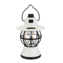 Lanterne rétro pour l'extérieur, fonction batterie externe, éclairage d'ambiance doux, lampe de camping rechargeable avec longue autonomie pour