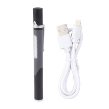Lanterna de bolso LED ultracompacta com 3 modos de iluminação, luz lateral, à prova d'água e recarregável via USB, com clipe magnético para