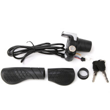 Twist Throttle Handlebar For Scooter With LCD Battery Display And Ignition Key Lock, Durable Structure Universal Fit High Quality Rubber Sensitive Acc