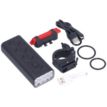 Multilägescykelbelysning, uppladdningsbart set med hög lumen för säkra nattturer, IPX5 vattentätt skydd, powerbank för laddning av enheter,