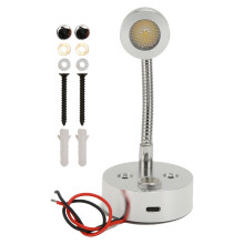 Smart Touch Switch LED-læselampe med USB-opladning til køretøjer med 360 graders fleksibel hals, 3 farvemuligheder, dæmpbar lysstyrke,