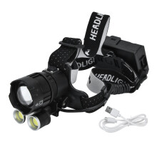 Verstellbare 90-Stirnlampe mit USB-Aufladung, zweifarbiger Dimmfunktion, superhelle Taschenlampe für Outdoor-Fans und Camper