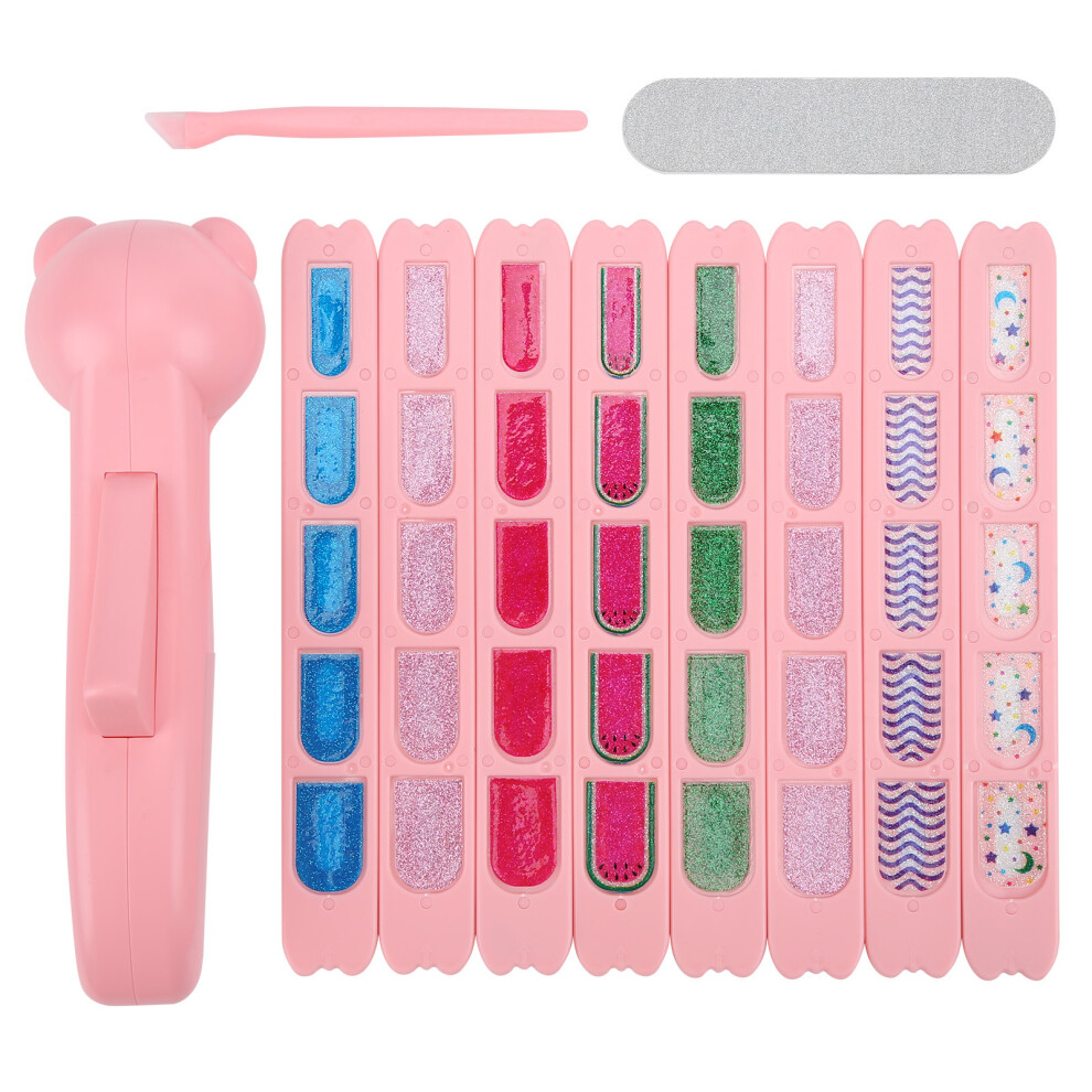 Kids Press On Nails Set 144PCS Pre Glue Artificial Fake Nails Full Cover Glitter Colorful Mermaid Theme Short False Nail Art Kits For Girls With Brigh