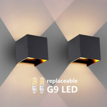 Lampada a fascio luminoso regolabile verso l'alto e verso il basso, corpo in alluminio con paralume rimovibile unico, impermeabile IP65, per ambienti