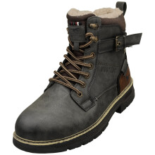 (43) Mustang Herren Casual Boots Seitenzip Stiefel Kohle Schwarz