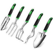 Tuingereedschapset, handgereedschapset voor buiten met troffel, schop, hark, cultivator, onkruidverwijderaar en vork, 5-delige tuingereedschapset