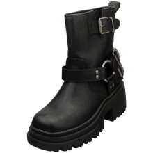 (6.5) Buffalo Bravr Biker Lo Vegan Womens Ankle Boots in Black